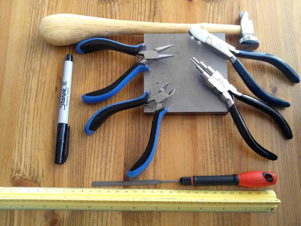 The basic hand tools needed to make the Easy Infinity Clasp are pictured here.
