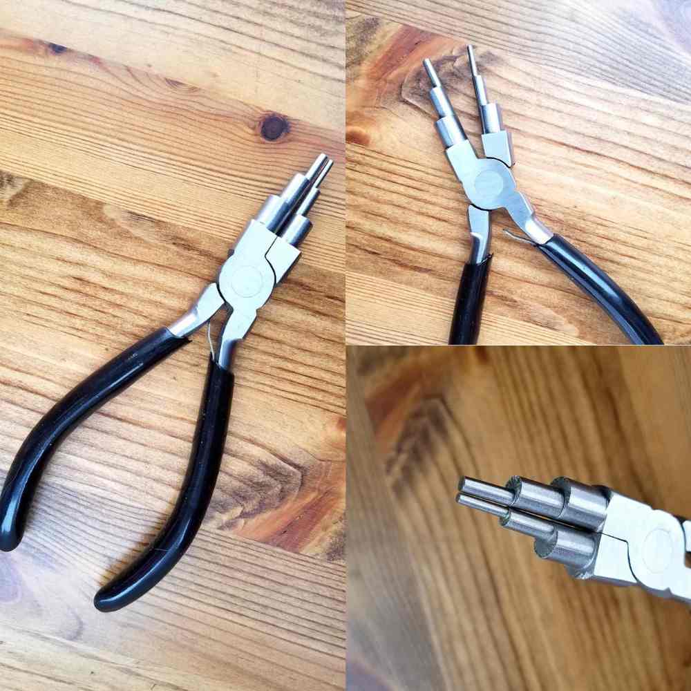Stepped bail-making pliers come in lots of shapes and sizes. The kind I use, which are pictured here. consist of six stepped mandrels that range in size from 2mm to 9mm.