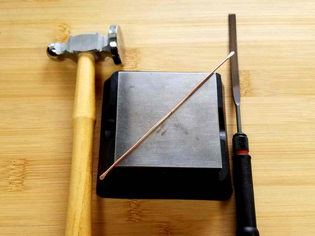 Core Wires Step 7 - Paddle the ends of Wire 2 with a hammer anc bench block, as shown. 