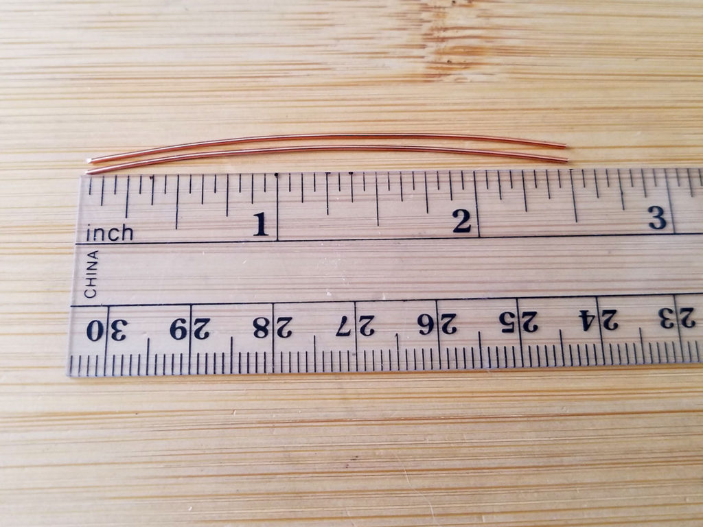 Step 1 - Measure and cut two pieces of 22ga wire 2.5 inches long, as shown.
