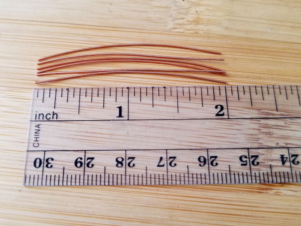 Step 2 - Measure and cut six pieces of 24ga wire to 2 inches long, as shown.