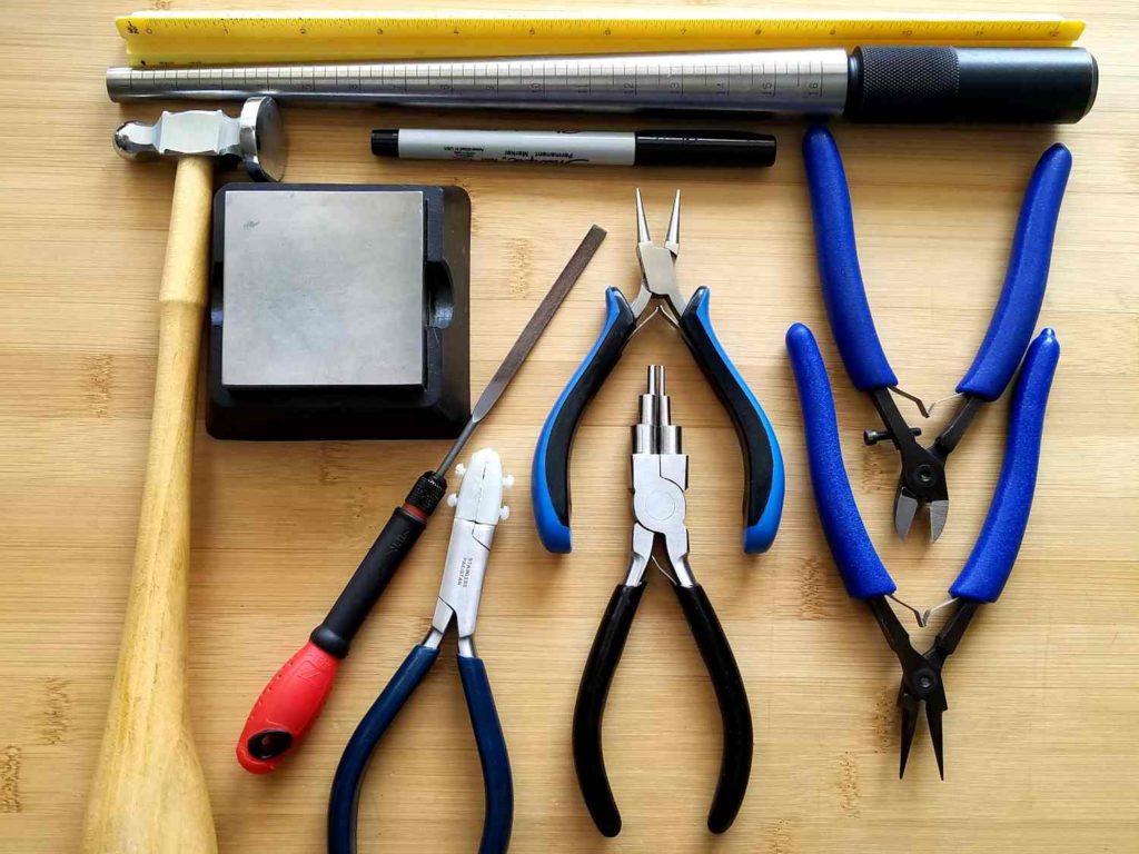 These are the tools needed to create the Rosewood Earrings. See below for an itemized list including links to sources.
