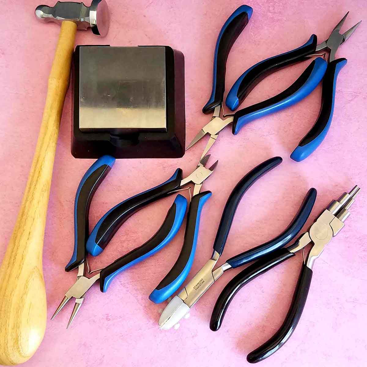 Pliers Flat Nylon Jaws Nose Jewelry Bead Wire Work Tool Straighten Wire + 2 Jaws